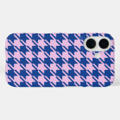 Coques Case-Mate iPhone Pied de fond rose+Motif bleu (Verso (horizontal))