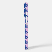Coques Case-Mate iPhone Pied de fond rose+Motif bleu (Verso / Gauche)