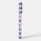 Coques Case-Mate iPhone Pied de fond rose+Motif bleu (Verso / Droite)