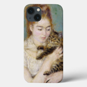 Etui iPhone 13 Pierre A Renoir Femme avec un chat