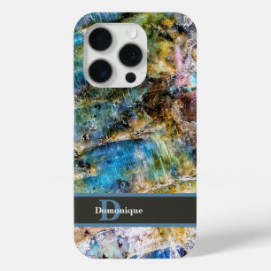 Coque iPhone 15 Pro Pierre blanche bleue