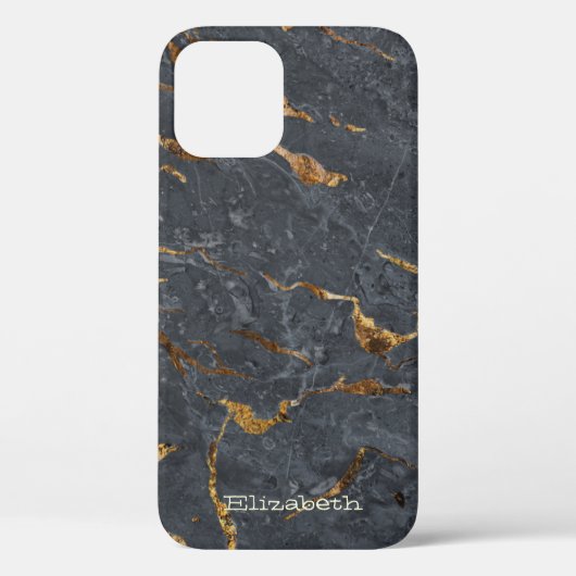 Coques Case-Mate iPhone Pierre cool Texture Gris Or (Verso)