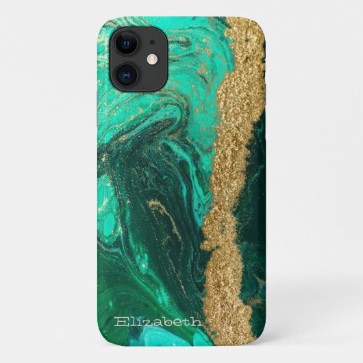 Coques Case-Mate iPhone Pierre de marbre vert Texture Parties scintillant  (Dos)