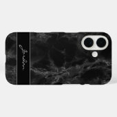 Coques Case-Mate iPhone Pierre en marbre poli noir avec nom (Verso (horizontal))