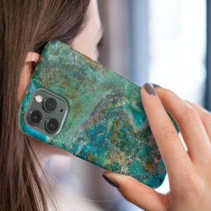 Coques iPhone 16 Pierre minérale bleu Chrysocolla