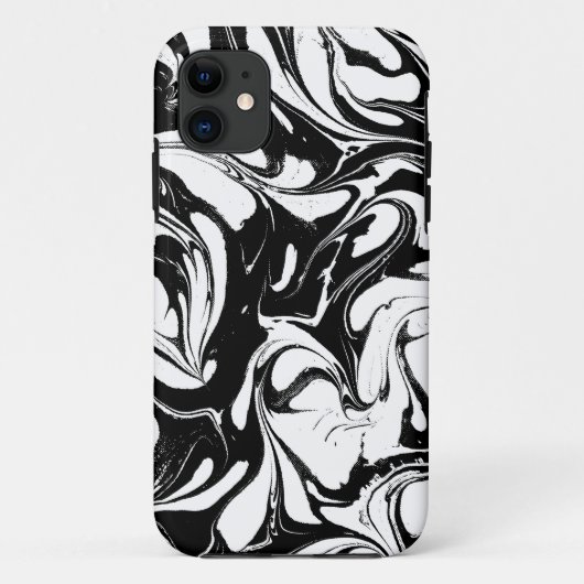 Coques Case-Mate iPhone Pierre Noire Et Marbre blanc Moderne Et Élégante (Dos)