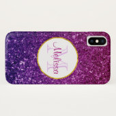 Coques Case-Mate iPhone Pierres à Parties scintillant rose et violet Monog (Dos (Horizontal))