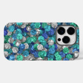 Coques Case-Mate iPhone Pierres turquoise et bleue (Verso (horizontal))