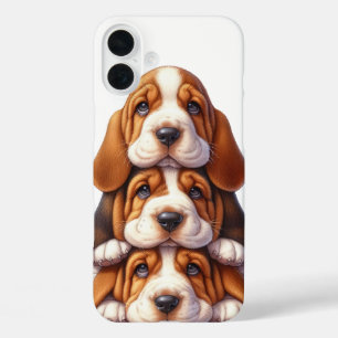 COQUES iPhone 16 PLUS PILE ADORABLE BASSET HOPY CHIENS