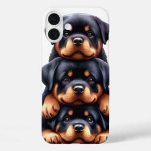 COQUES iPhone 16 PLUS PILE ADORABLE DE CHIENS À POIVRE ROTTWEILER