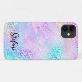 Coques Case-Mate iPhone Pile Iridescente Arc-en-ciel Leopard rose (Dos (Horizontal))