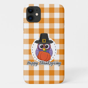 Case-Mate iPhone Case Pilgrim owl on Orange Plaid - Happy Thanksgiving