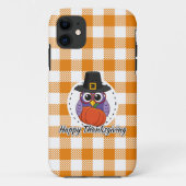 Coques Case-Mate iPhone Pilgrim owl on Orange Plaid - Happy Thanksgiving (Dos)