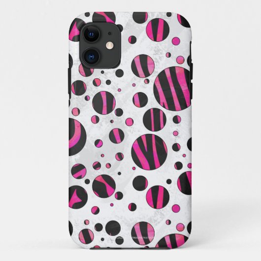Coques Case-Mate iPhone Piloka Dot Zebra noir et rose chaud (Dos)