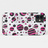 Coques Case-Mate iPhone Piloka Dot Zebra noir et rose chaud (Dos (Horizontal))