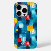 Coques Case-Mate iPhone Pinceau Abstrait avec Nom Personnalisé & Phrase (Verso)