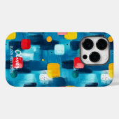 Coques Case-Mate iPhone Pinceau Abstrait avec Nom Personnalisé & Phrase (Verso (horizontal))