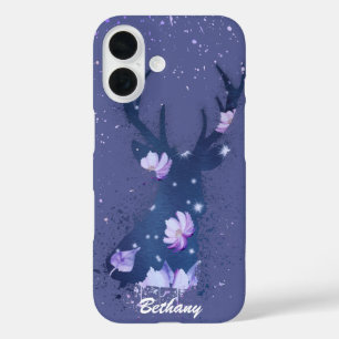 Coques iPhone 16 Pinceau de peinture violet de la tige florale de W