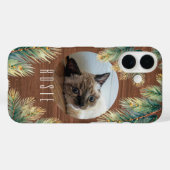 Coques Case-Mate iPhone Pinceau de pin vert à grains de bois rustiques (Verso (horizontal))