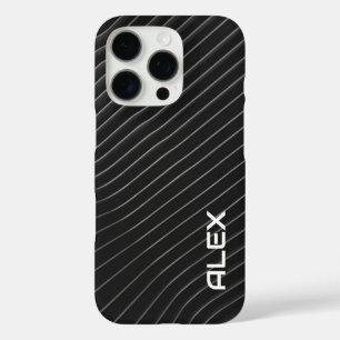 Coques iPhone 16 Pro Pinceau diagonal blanc sur noir - minimaliste