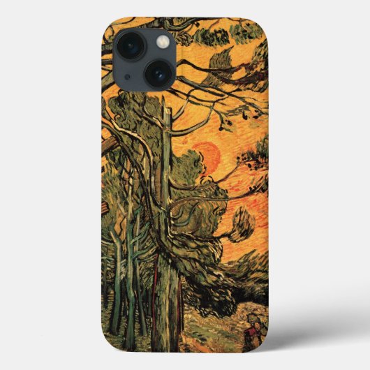 Coques Case-Mate iPhone Pine Trees Red Sky Setting Soleil par Vincent van (Verso)