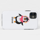 Coques Case-Mate iPhone Pingouin de Noël Jolly en écharpe avec des bouffée (Dos (Horizontal))