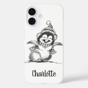 Coques iPhone 16 Pingouin de Noël mignon, Joyeux bébé oiseau