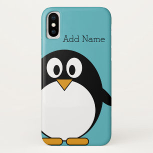 Etui iPhone Case-Mate Pingouin en caricature bleu Nom personnalisé