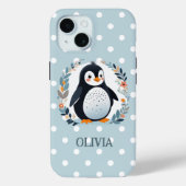 Coques Case-Mate iPhone Pingouin et fleurs en caricature mignonne (Verso)