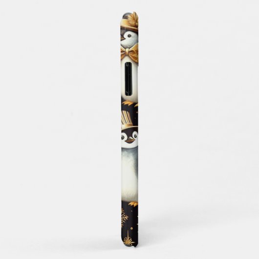 Coques Case-Mate iPhone Pingouin noir et doré (Dos/Droite)