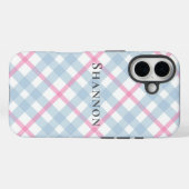 Coques Case-Mate iPhone Pink and Blue Plaid Personalized Name (Verso (horizontal))