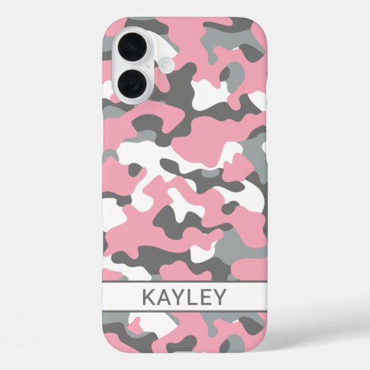 Coques Case-Mate iPhone Pink and Gray Camouflage Personalized (Verso)