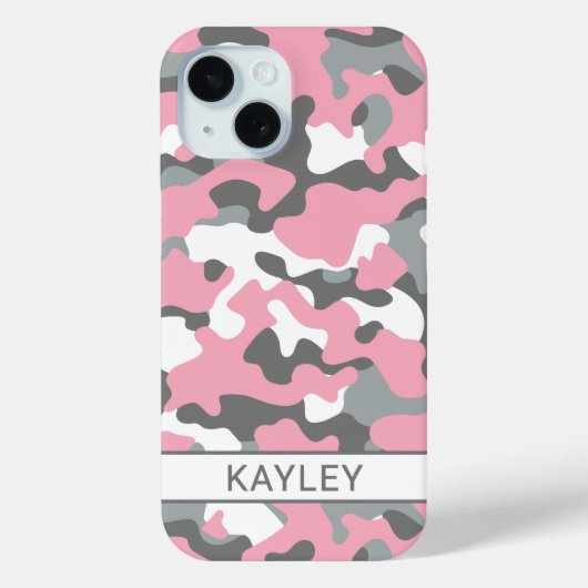 Coques Case-Mate iPhone Pink and Gray Camouflage Personalized (Verso)