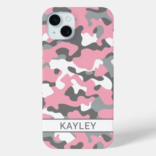 Coques Case-Mate iPhone Pink and Gray Camouflage Personalized (Verso)