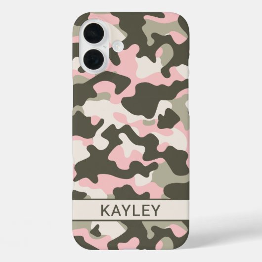 Coques Case-Mate iPhone Pink and Green Camouflage Personalized (Verso)