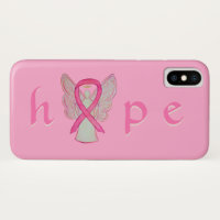 Pink Awareness Ruban Cancer Angel iPhone X Coques