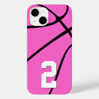 Coque Pour iPhone 14 Pink Basket Personnalisé Joueur Nombre Sports