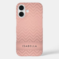 Pink & Black Chevron Faux Rose Gold Foil Monogramm