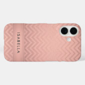 Coques Case-Mate iPhone Pink & Black Chevron Faux Rose Gold Foil Monogramm (Verso (horizontal))
