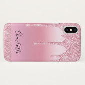 Coques Case-Mate iPhone Pink Blush parties scintillant drig nom Monogram C (Dos (Horizontal))