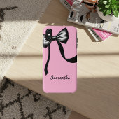 Coques Case-Mate iPhone Pink Cell Phone Case with Black Bow and CustomName