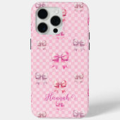 Coques Case-Mate iPhone Pink Coquette Bow Checboard (Verso)