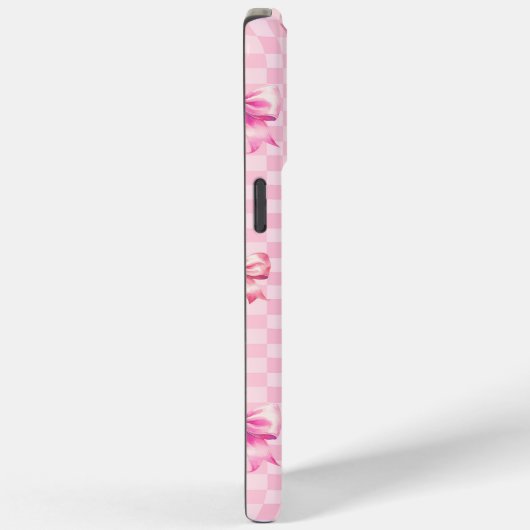 Coques Case-Mate iPhone Pink Coquette Bow Checboard (Verso / Droite)