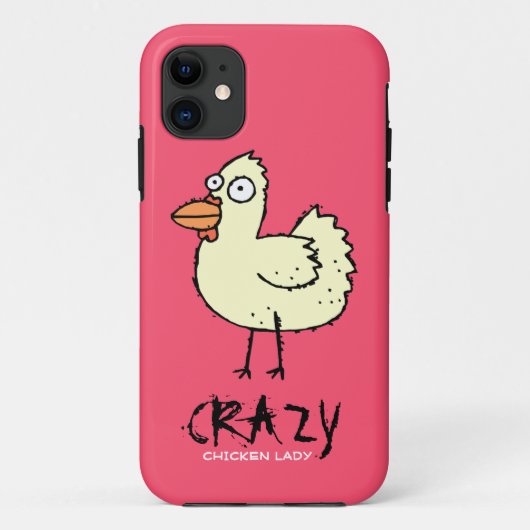 Coques Case-Mate iPhone PINK Crazy Chicken Lady Dessin (Dos)