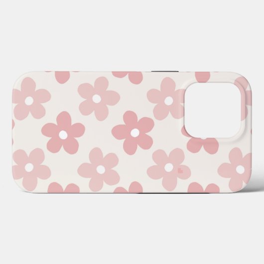 Coques Case-Mate iPhone Pink Cream Daisy Flowers Retro Pattern (Verso (horizontal))