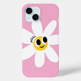Coque Pour iPhone 15 Pink Cute White Daisy IPhone 15 Case