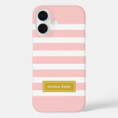 Coques Case-Mate iPhone Pink et Gold Preppy Stripes Monogramme (Verso)