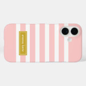 Coques Case-Mate iPhone Pink et Gold Preppy Stripes Monogramme (Verso (horizontal))