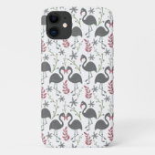 Coques Case-Mate iPhone Pink flamingo seamless pattern flowers, leaves (Dos)