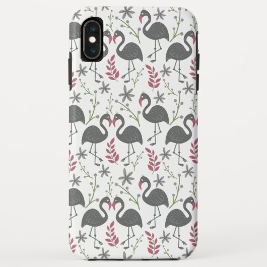 Coques Case-Mate iPhone Pink flamingo seamless pattern flowers, leaves (Dos)